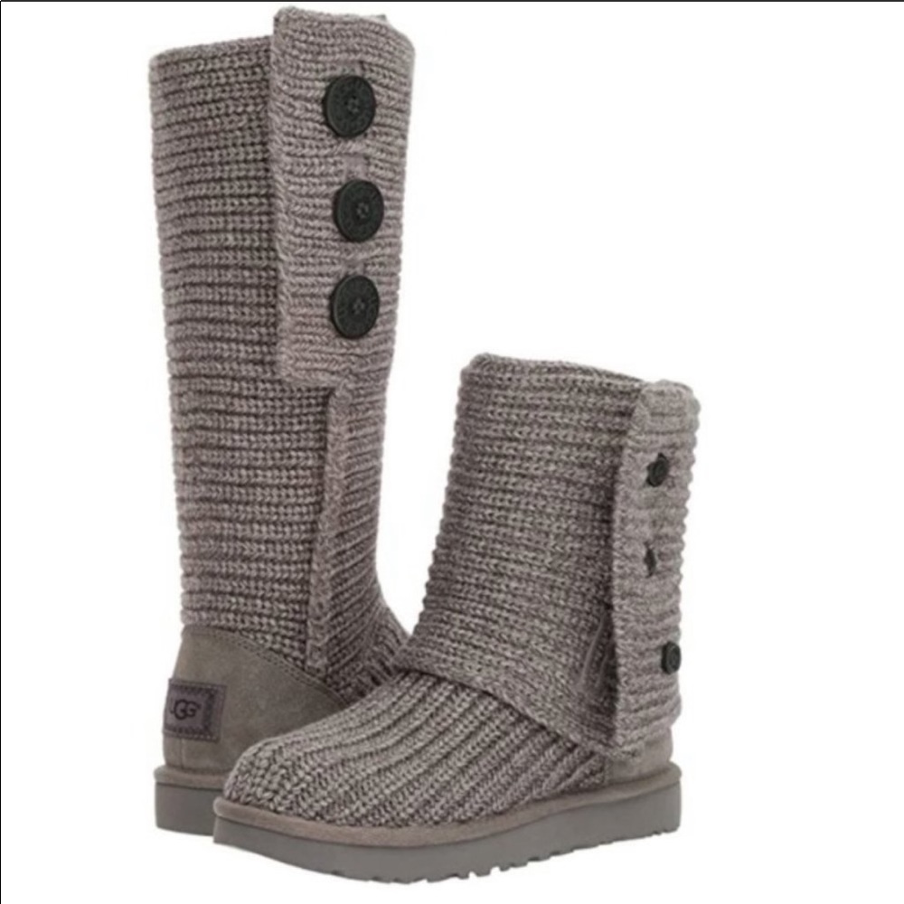 UGG Classic Cardy Knit Boot.  Grey sweater UGGs size 8
